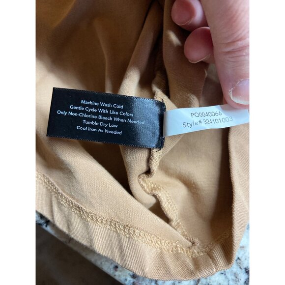 Boston Proper Peplum Wrap Top M Tan Lace-Trim V Neck Boho Chic Cottagecore - Picture 6 of 9